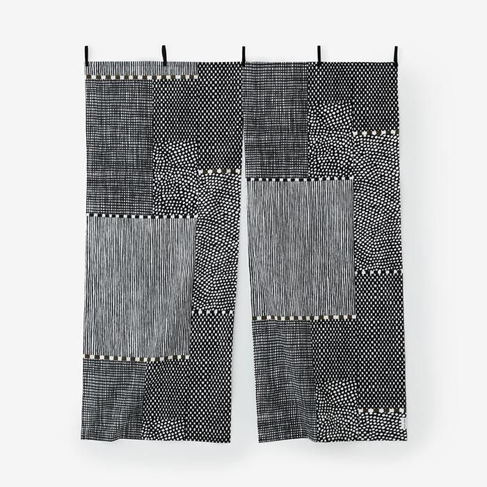 ISE棉花田ugui noren,2个宽度/跨度,黑色墨水上的苔藓(Sumikuro)(Sumikuro)