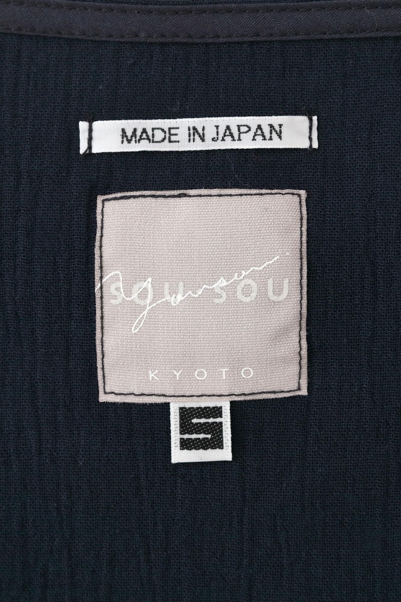 Chizimi Cotton 20/20 Long-sleeved Dress / Dark Blue