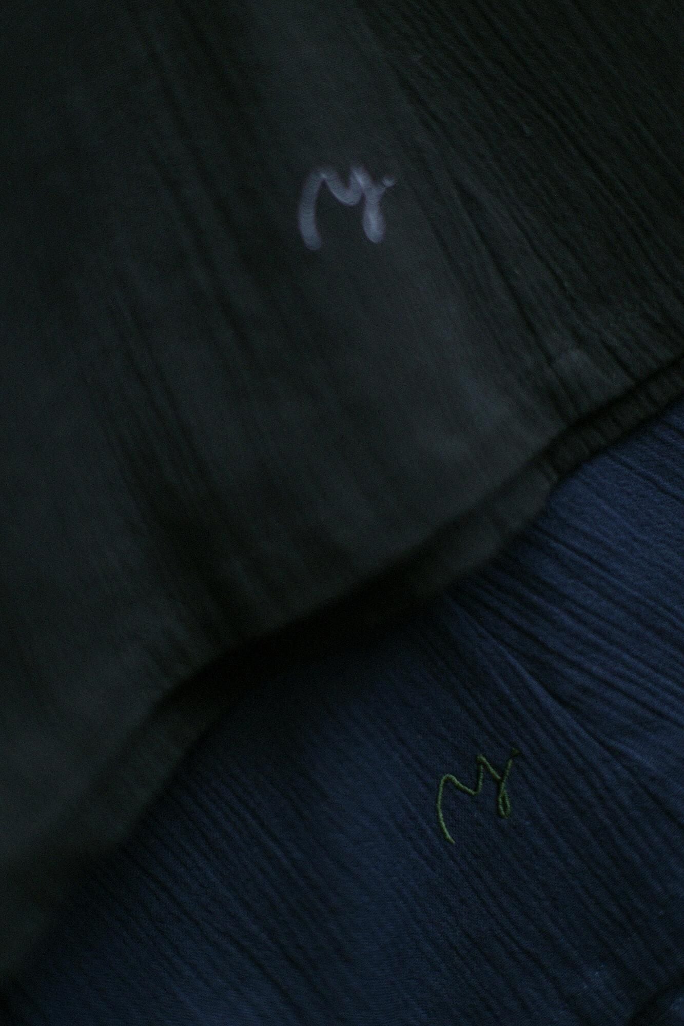 Chizimi Cotton 20/20 Long-sleeved Dress / Dark Blue