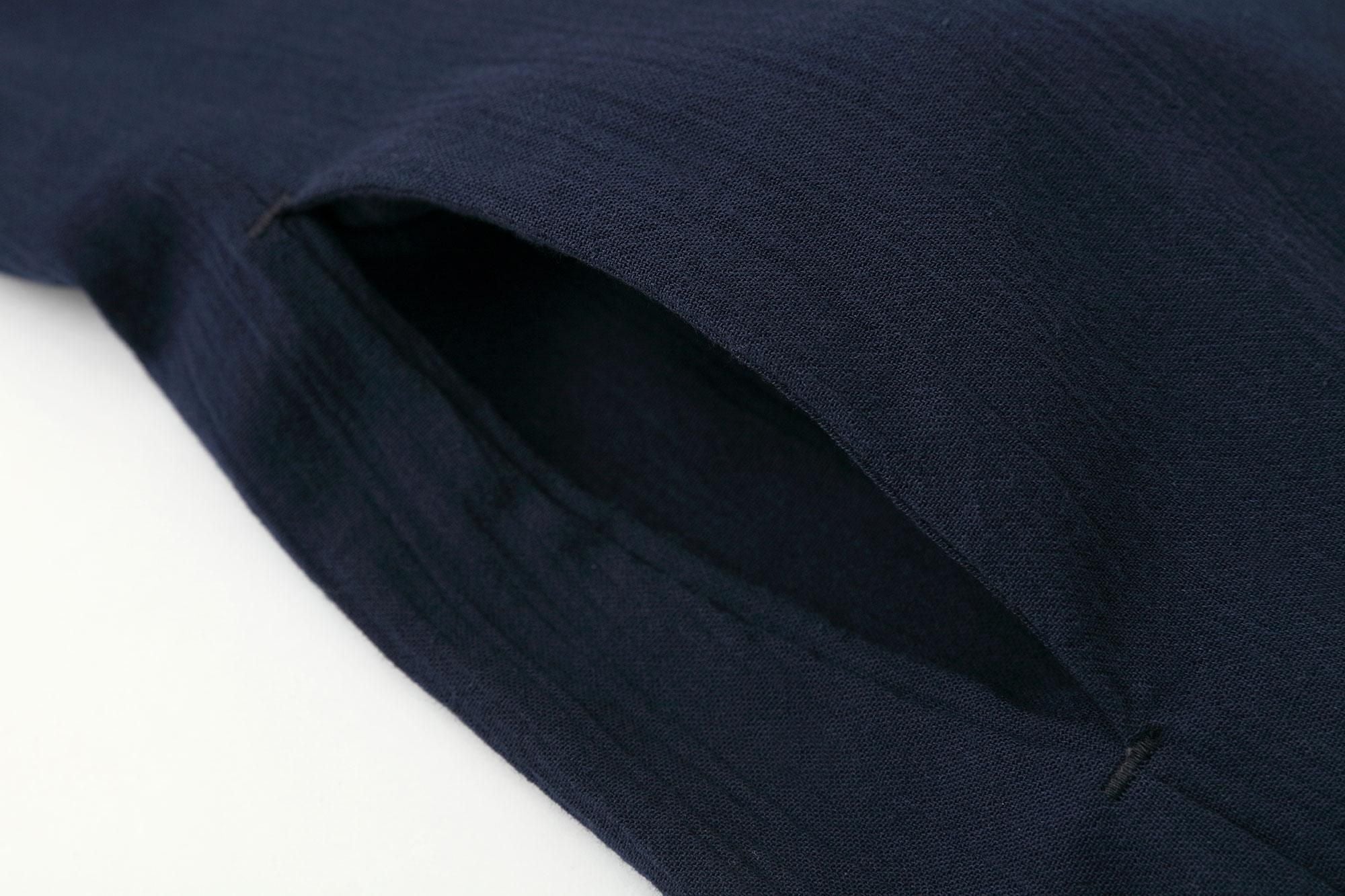 Chizimi Cotton 20/20 Long-sleeved Dress / Dark Blue