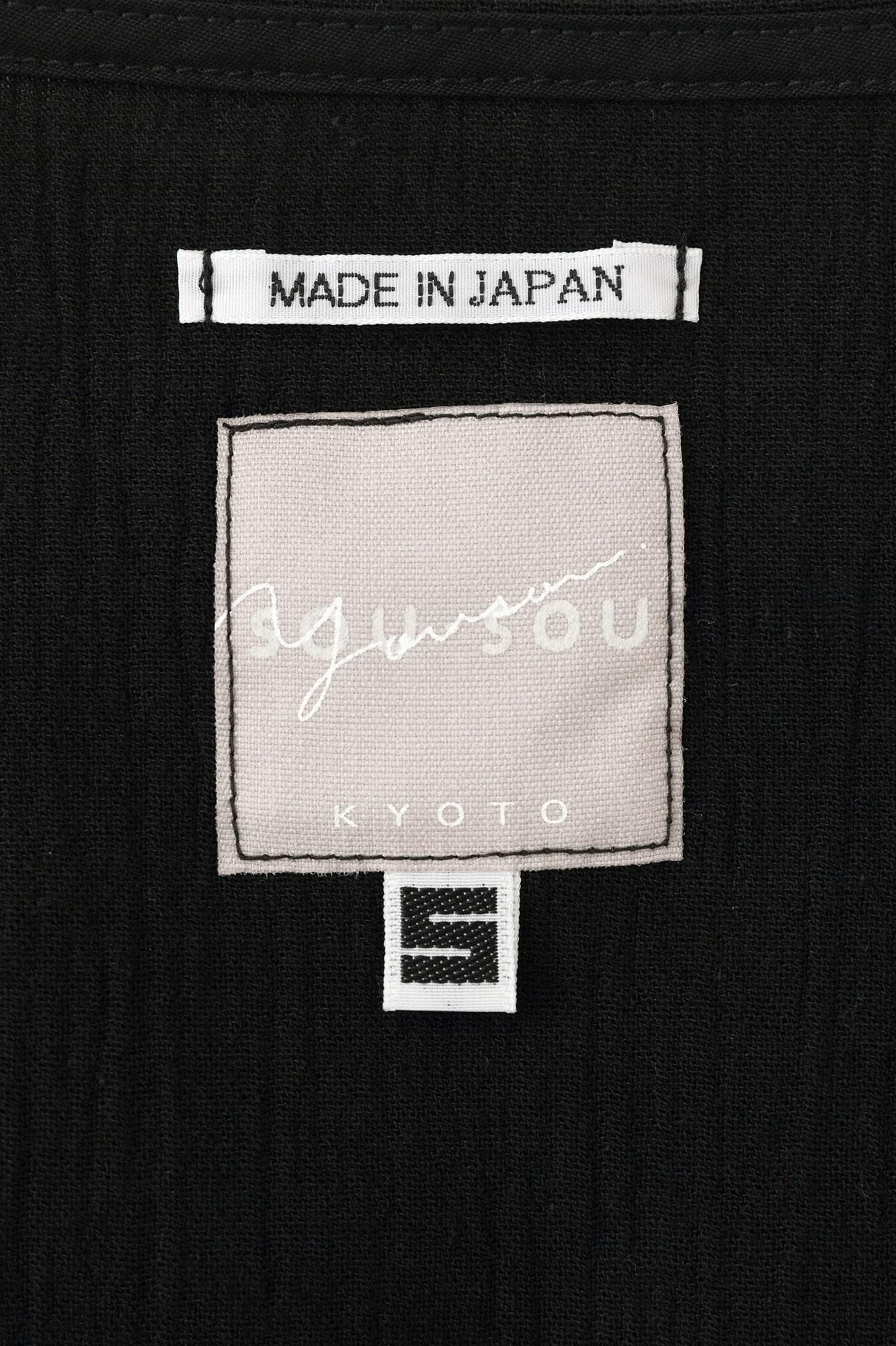 高島縮棉 20/20長袖連身裙/黑色