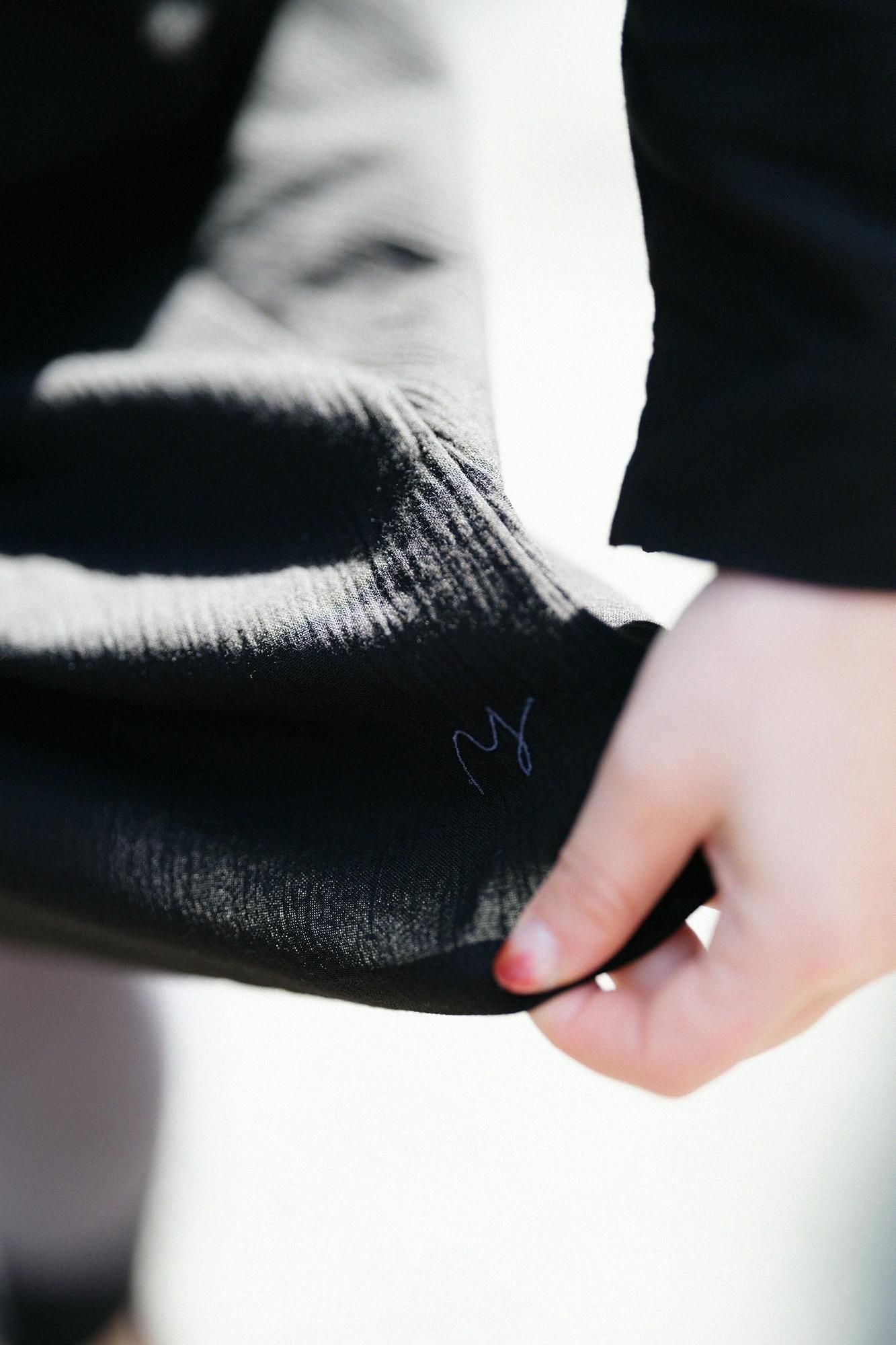 高島縮棉 20/20長袖連身裙/黑色