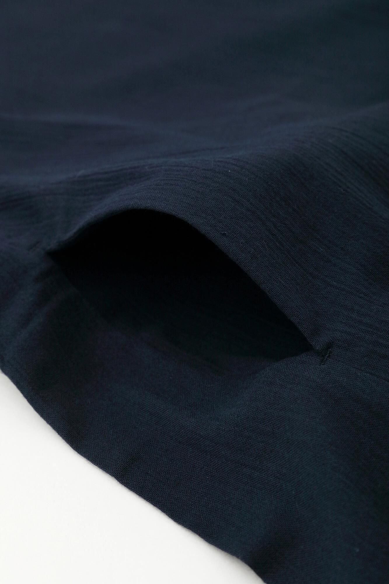 Chizimi Cotton 20/20 Elbow Length Sleeve Tunic / Dark Blue