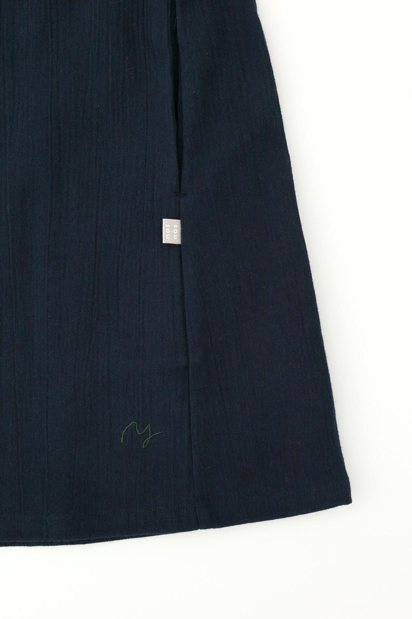 Chizimi Cotton 20/20 Elbow Length Sleeve Tunic / Dark Blue