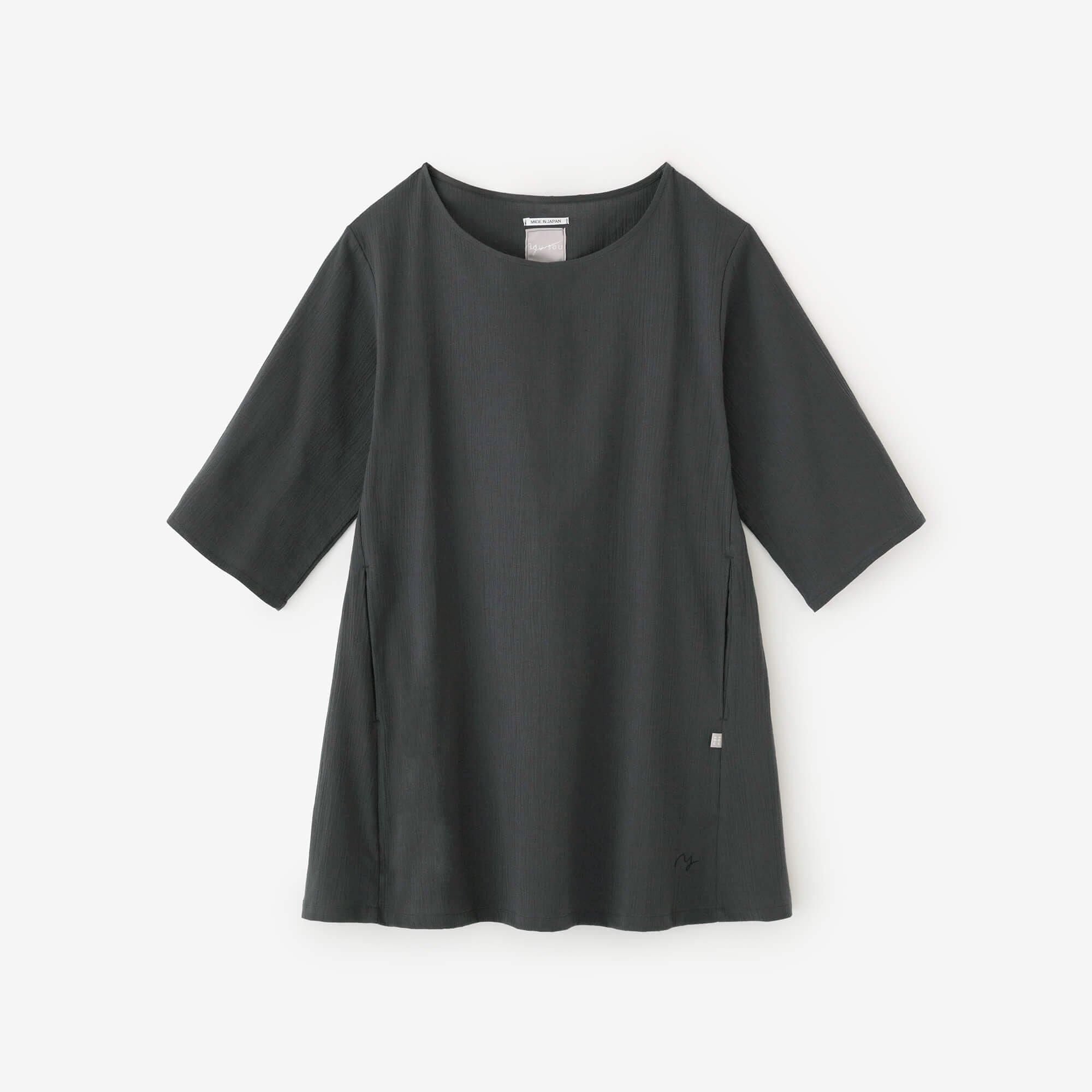 Chizimi Cotton 20/20 Elbow Length Sleeve Tunic / Dark Lead Color