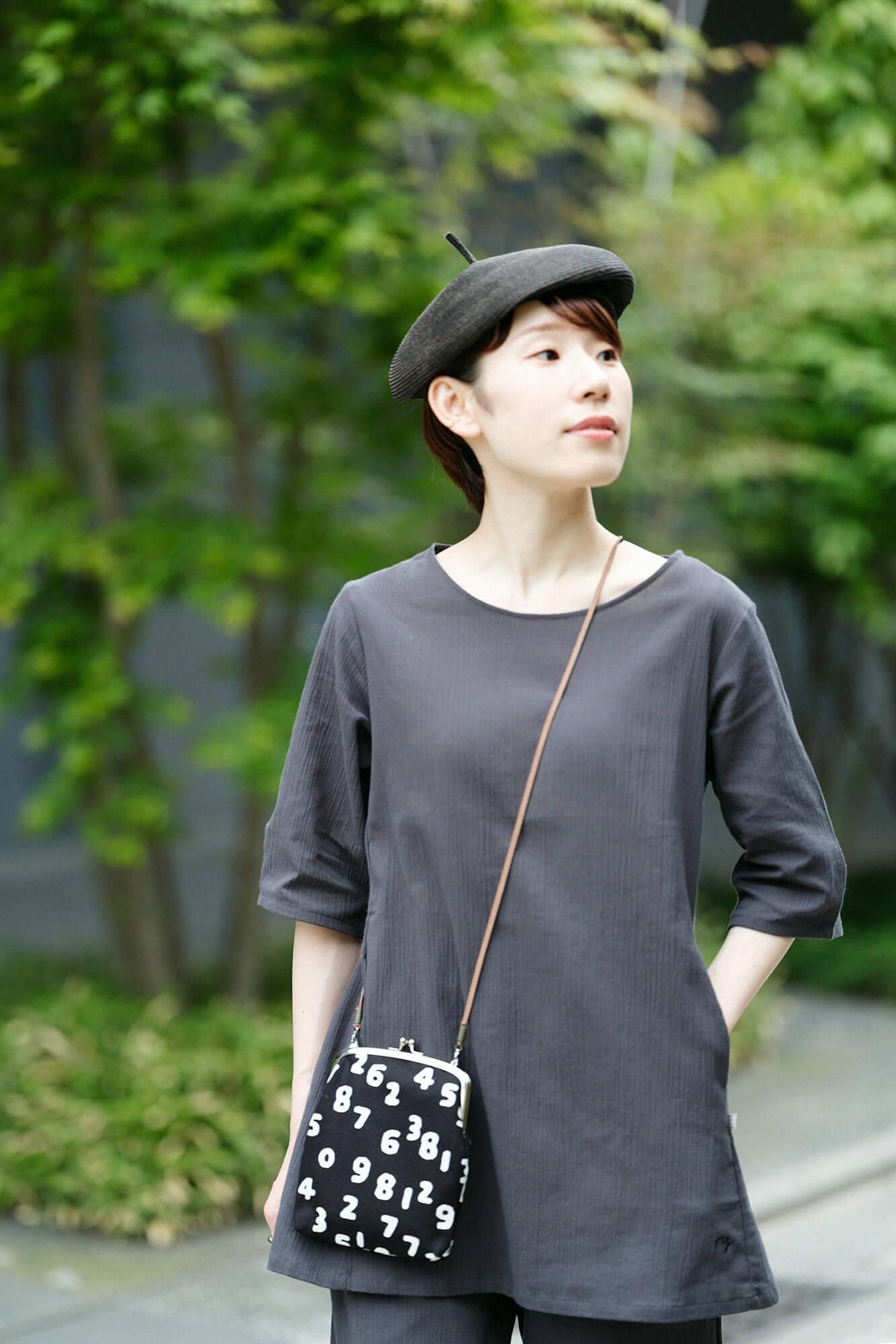 Chizimi Cotton 20/20 Elbow Length Sleeve Tunic / Dark Lead Color