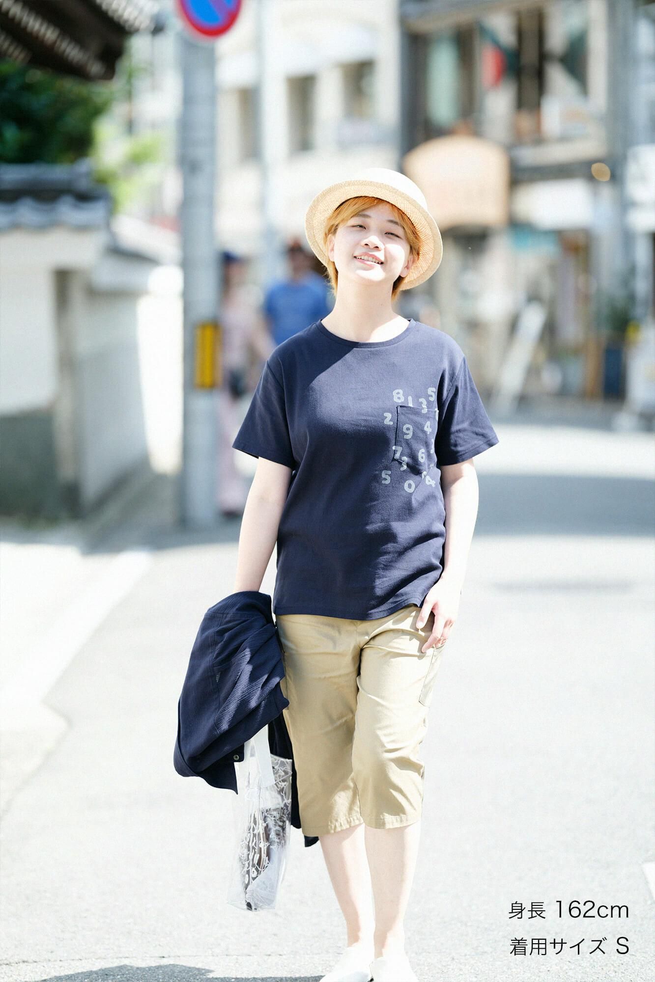 高島縮 40/40 半袖ポケットTシャツ/留紺(とめこん)×SO-SU-U昆