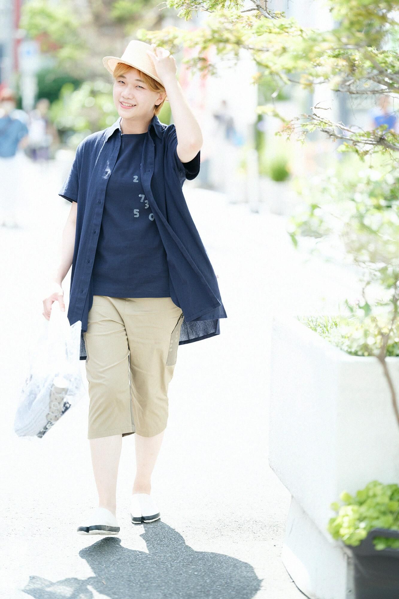 高島縮 40/40 半袖ポケットTシャツ/留紺(とめこん)×SO-SU-U昆