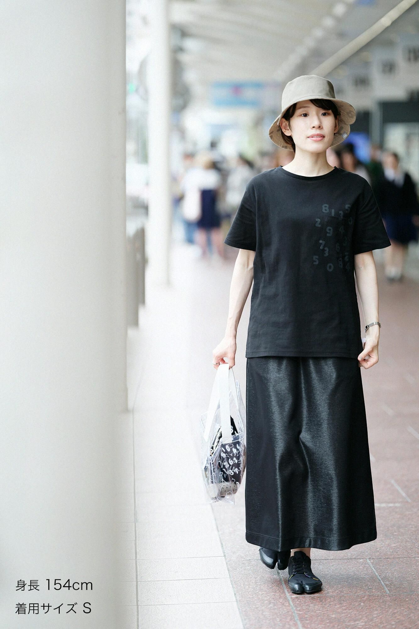 高島縮棉 40/40短袖口袋T-shirt /黑色× SO-SU-U十數 昆