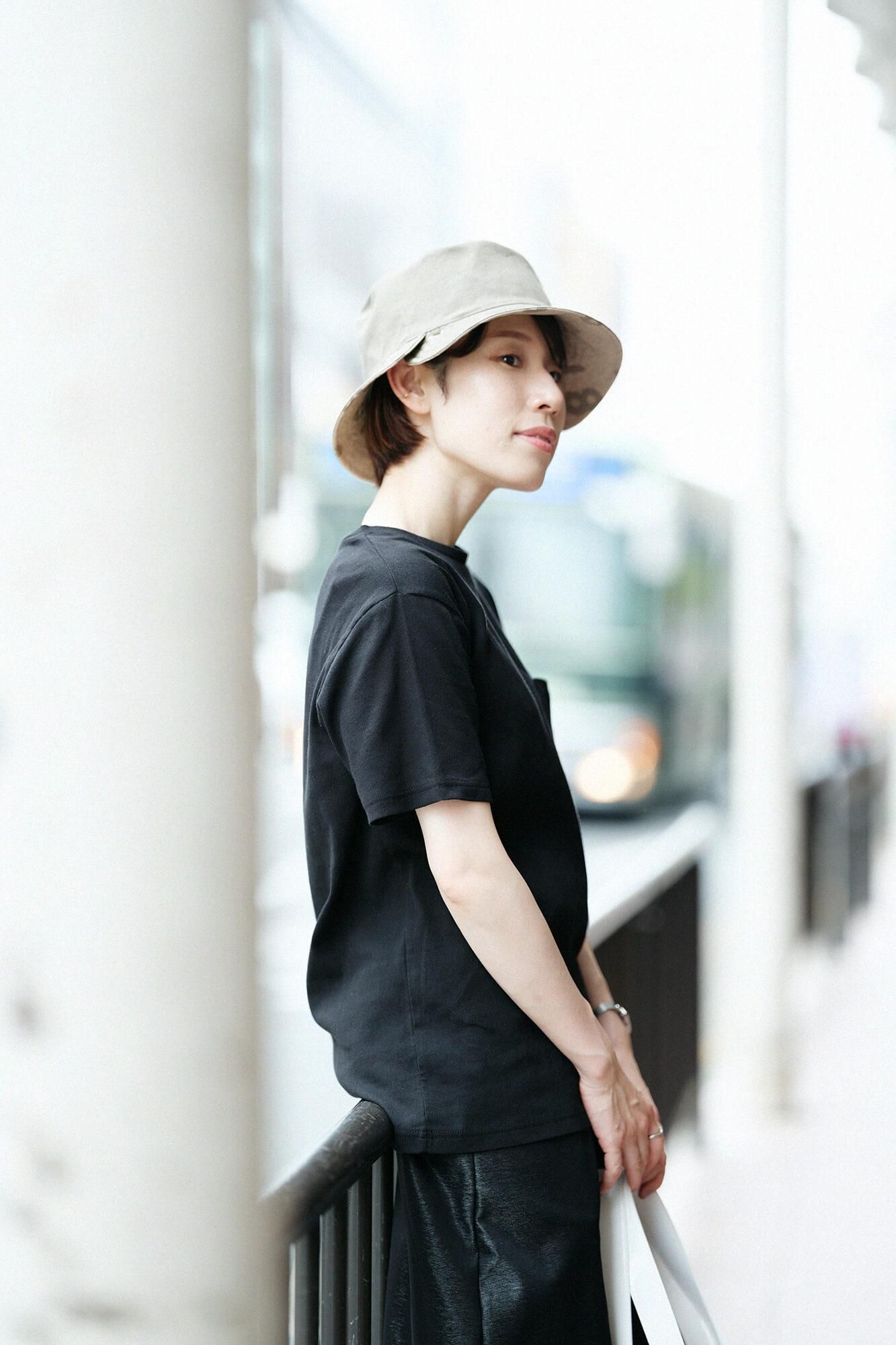 高島縮棉 40/40短袖口袋T-shirt /黑色× SO-SU-U十數 昆