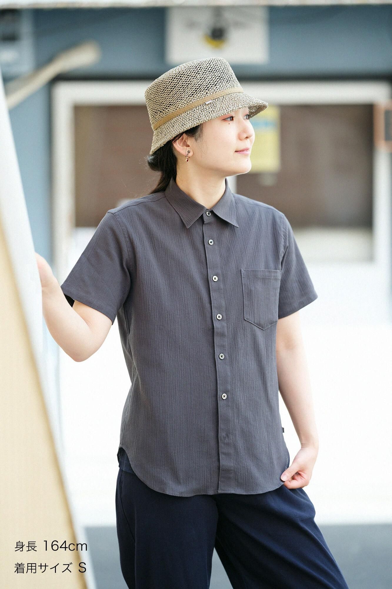 高島縮棉 20/20 短袖襯衫/深鉛色