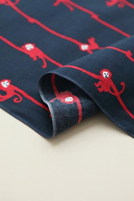 Textile sold in cuts (Ise-cotton Handkerchief) / Monkey<50cm>