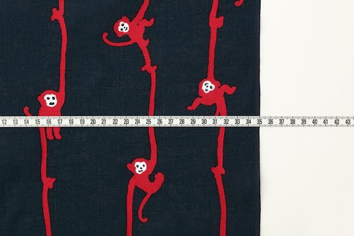 Textile sold in cuts (Ise-cotton Handkerchief) / Monkey<50cm>