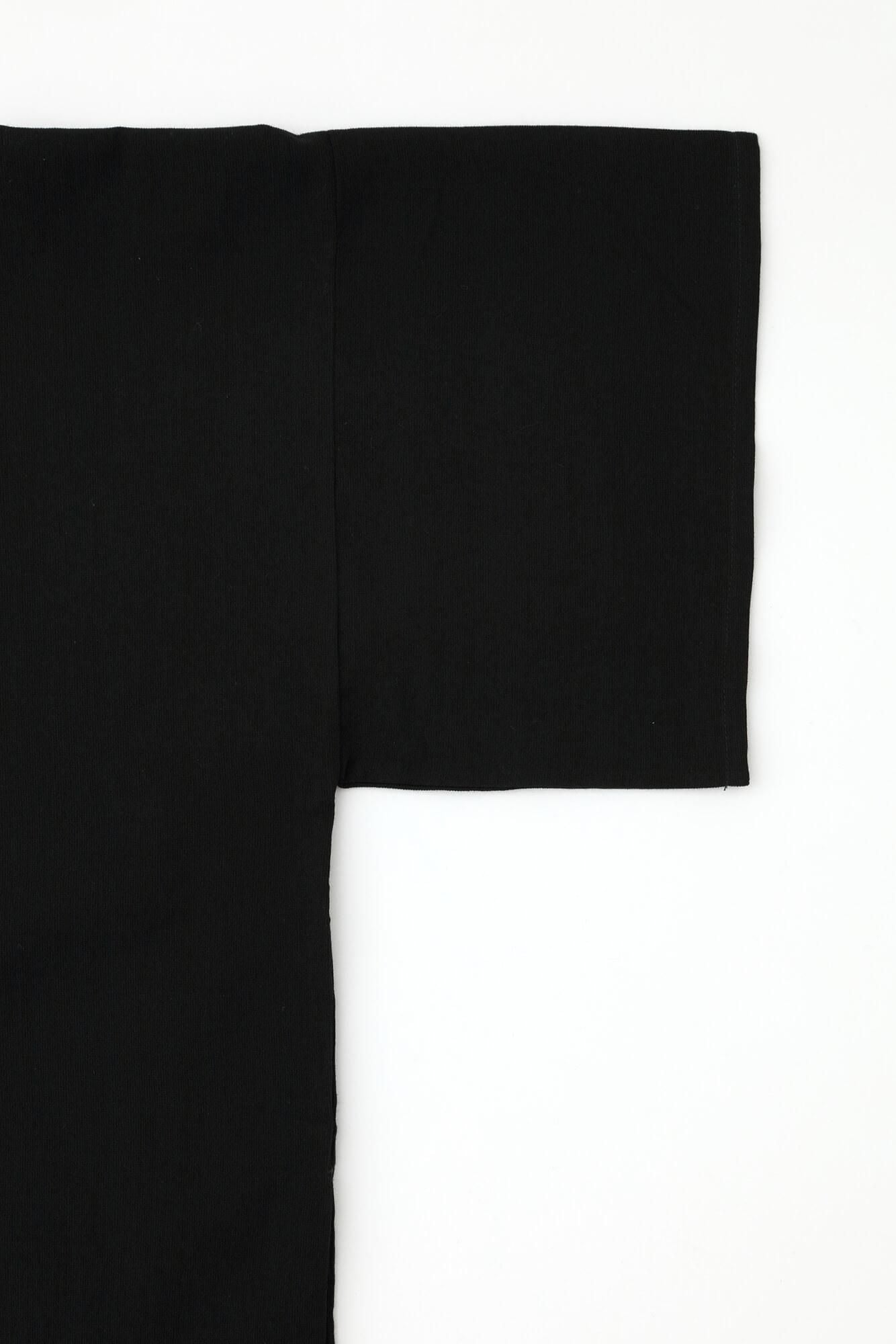 高島縮棉40/40 寬袖船領 長版上衣/黑色