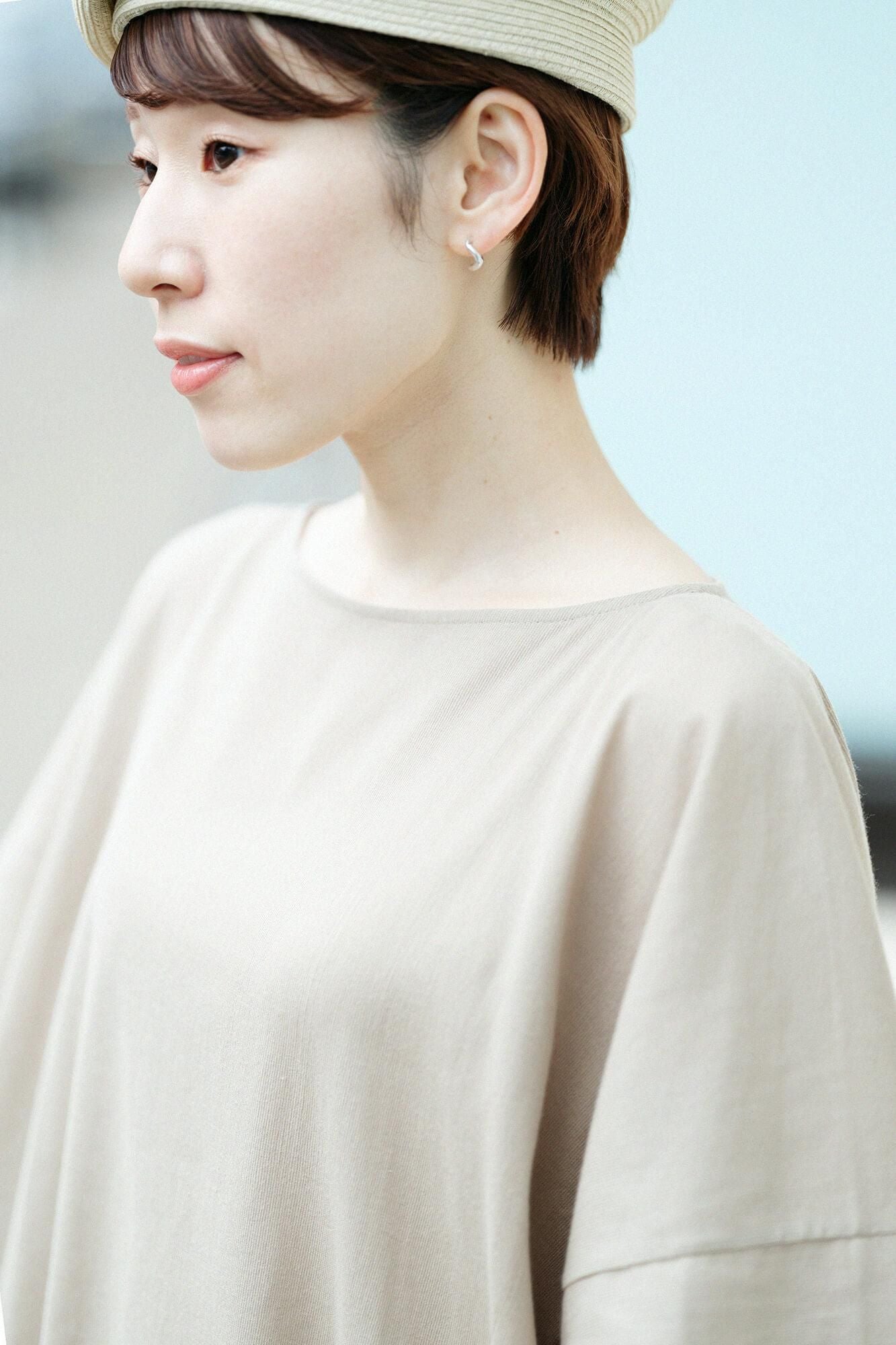 takashima chiku 40/40扁平袖船脖子上衣/白色雪橇