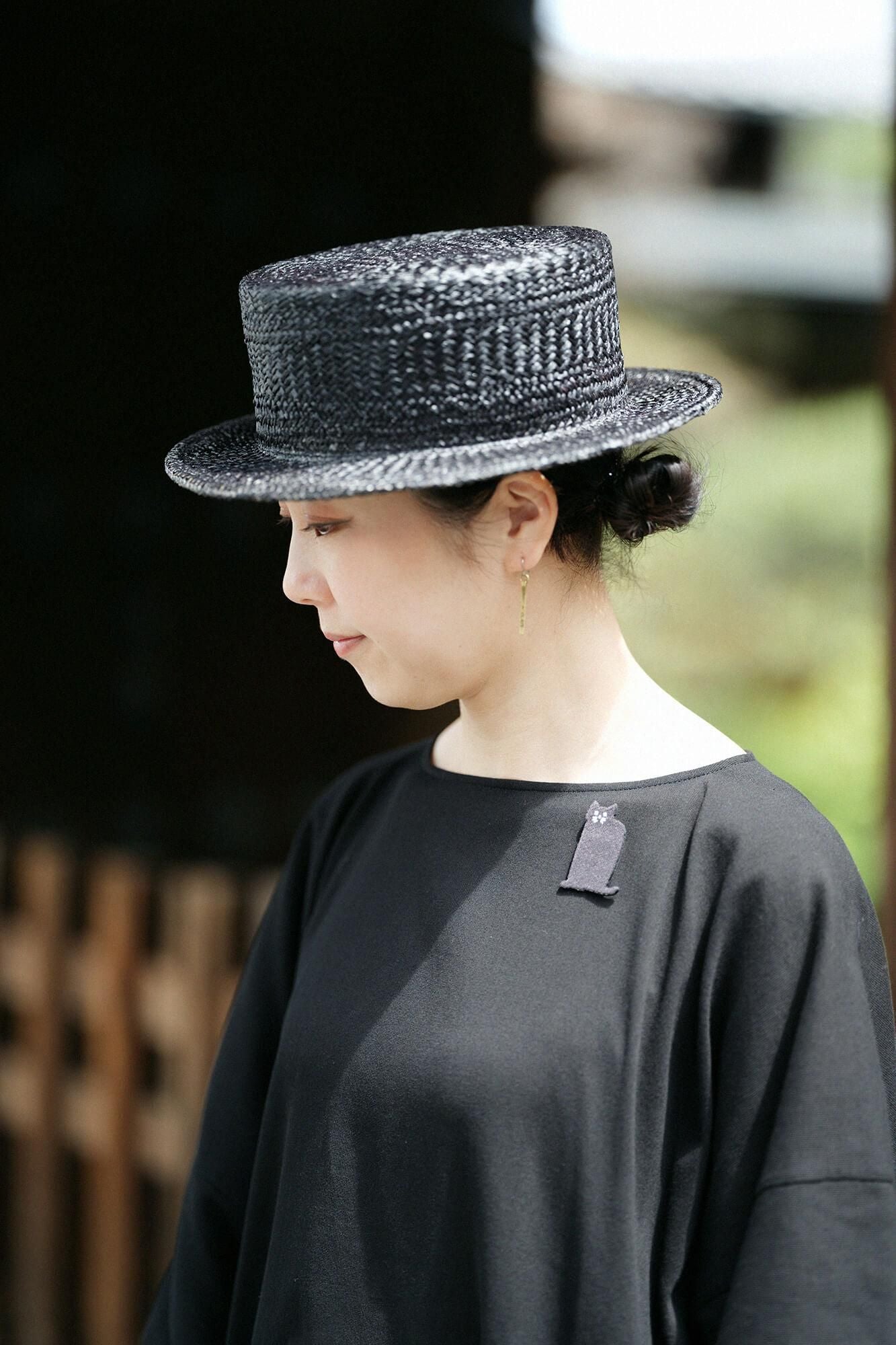 타카시마치지미 40/40 히라소데 보트넥 원피스/검은색