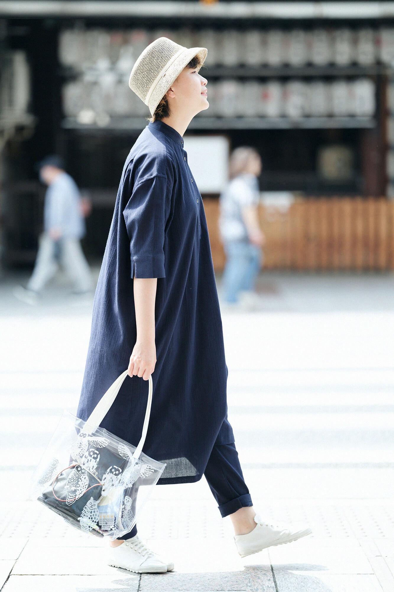 高島縮 40/40 レギンスパンツ/留紺(とめこん)