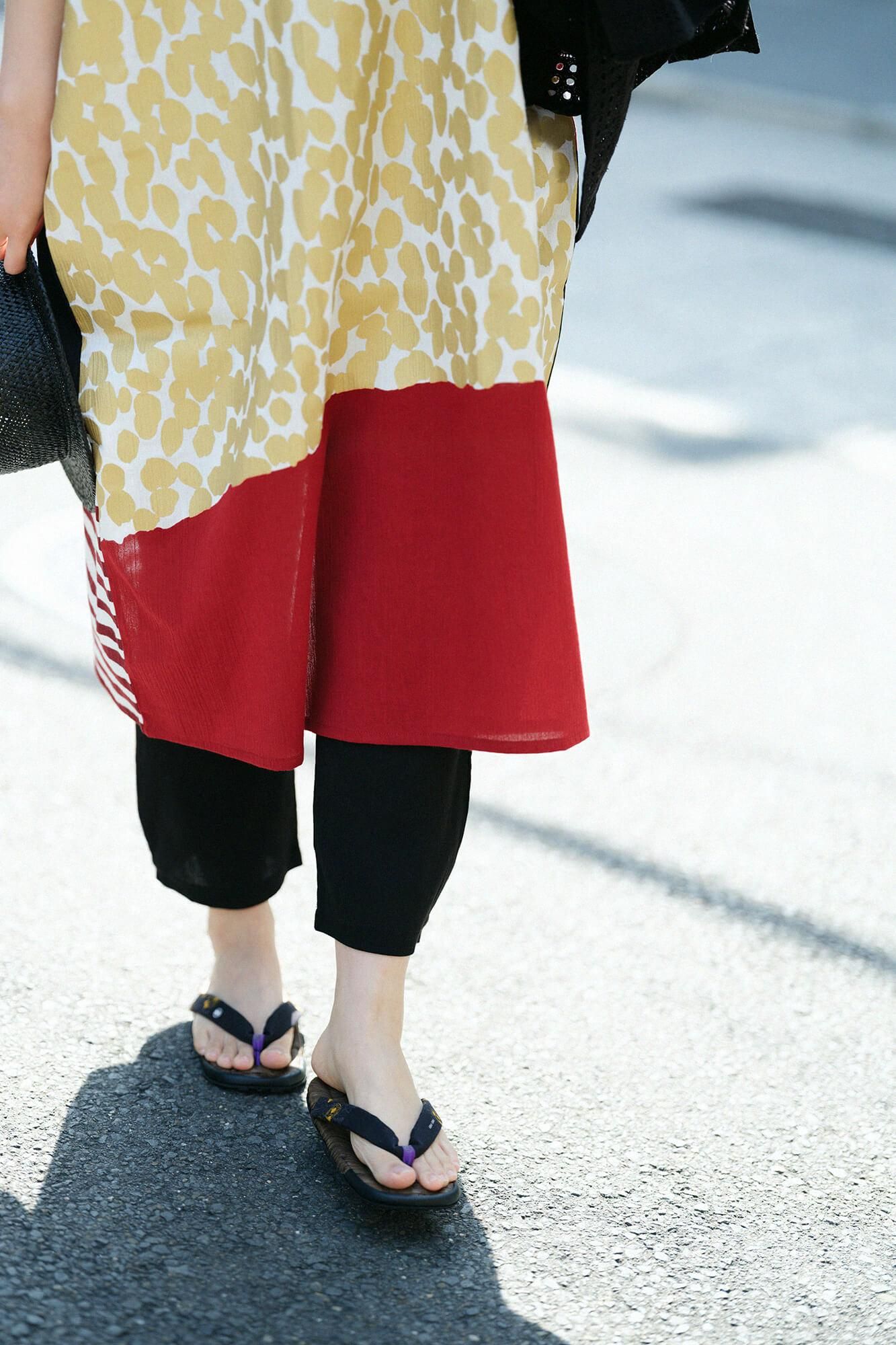 草履涼鞋 染竹/草紋