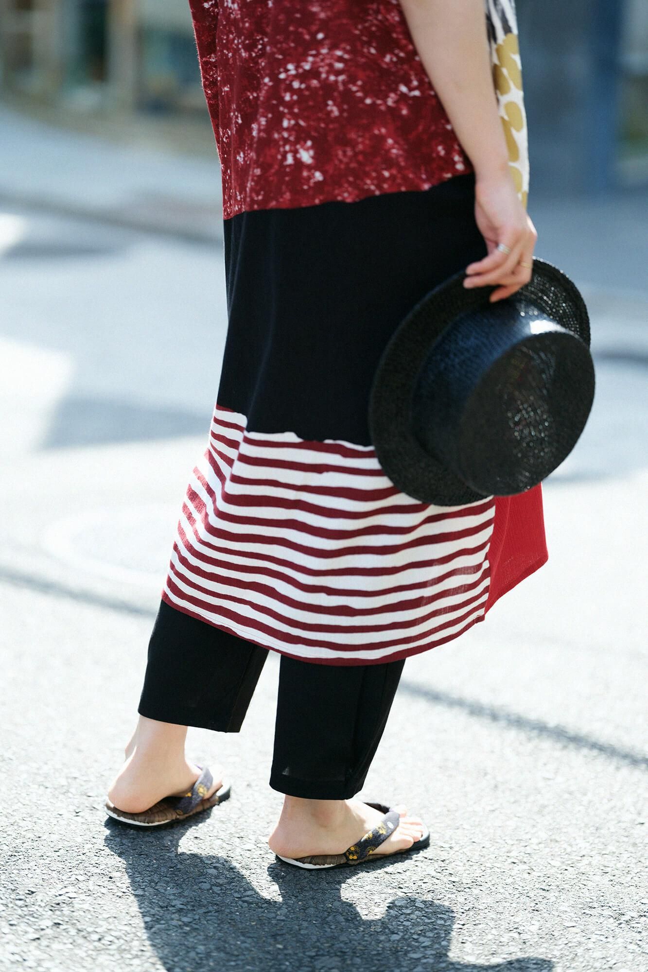 草履涼鞋 染竹/草紋