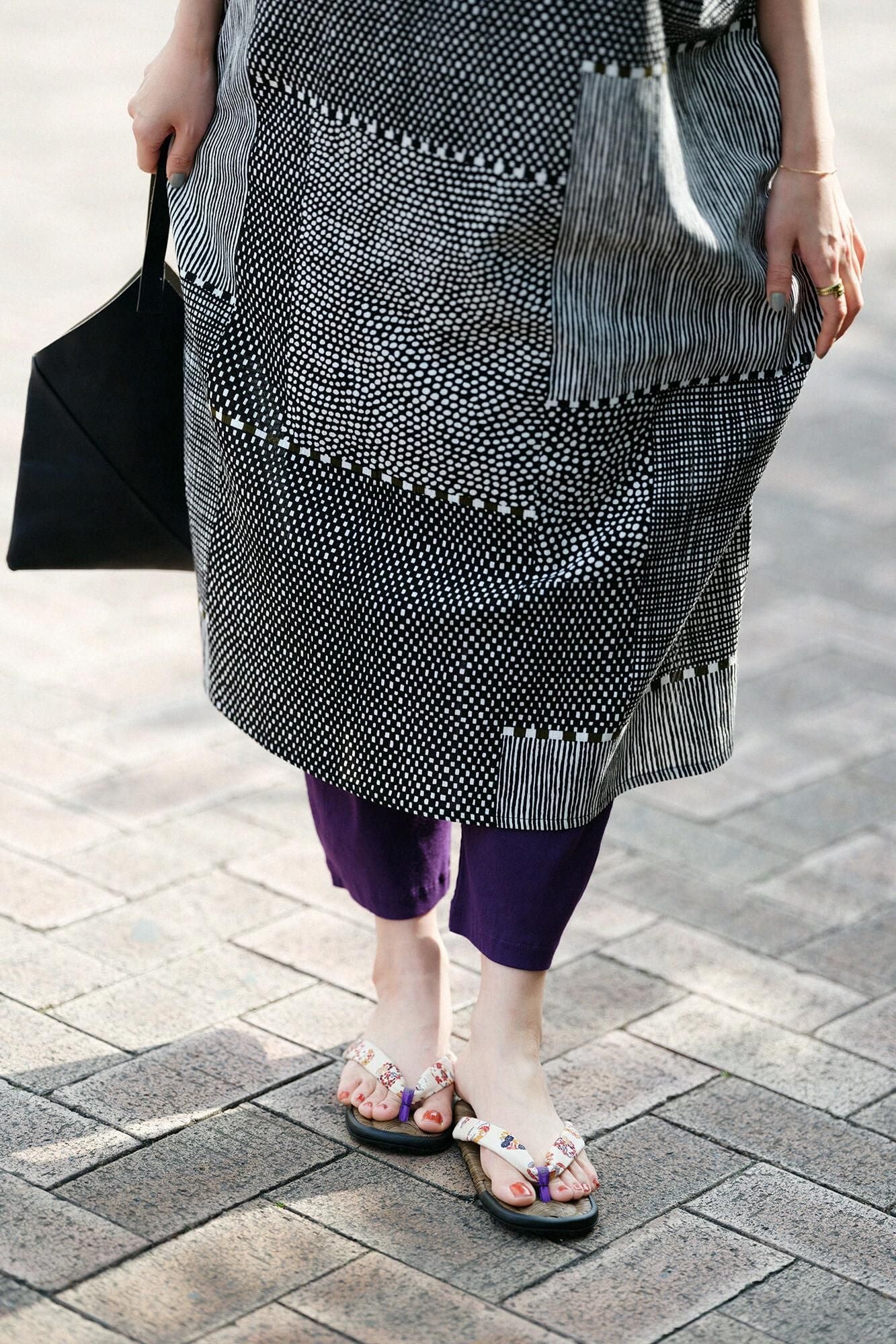 草履涼鞋 染竹/花丸紋樣