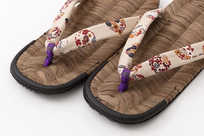 草履涼鞋 染竹/花丸紋樣