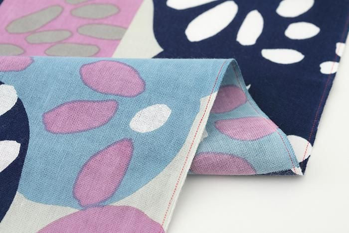 伊勢木綿 textile手ぬぐい(ひめ丈)/花あり 紺紅藤(はなあり こんべにふじ)