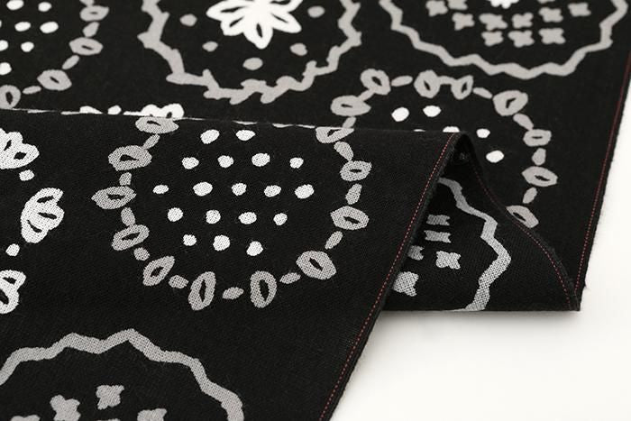 ISE Cotton Textile Tenugui (Hime longueur) / broderie de fleurs (Hanishu)