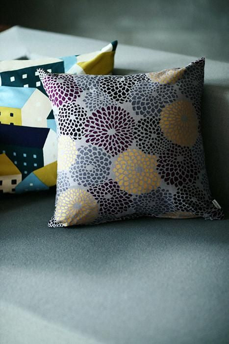 平織り21番手 クッション(座布団)カバー/菊づくし 重陽(ちょうよう)【※お届けに約3週間】