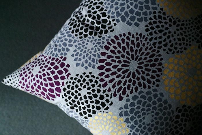 平織り21番手 クッション(座布団)カバー/菊づくし 重陽(ちょうよう)【※お届けに約3週間】