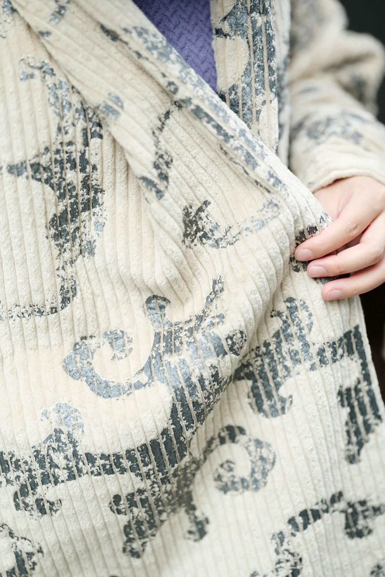 【net Limited】Corduroy Rectangular Sleeve Coat with Lining / Yama Raging Billows Era Beige