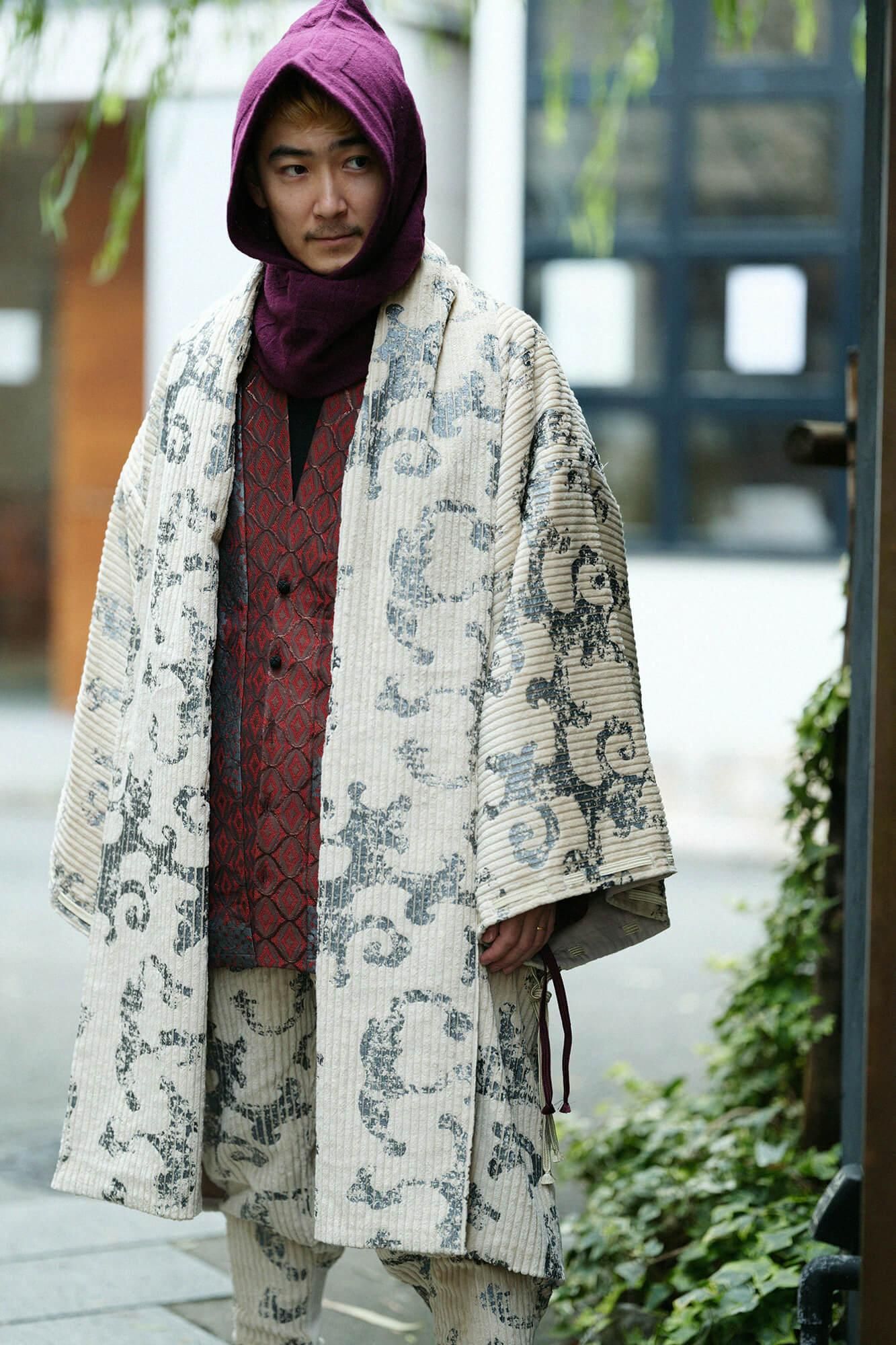 【net Limited】Corduroy Rectangular Sleeve Coat with Lining / Yama Raging Billows Era Beige