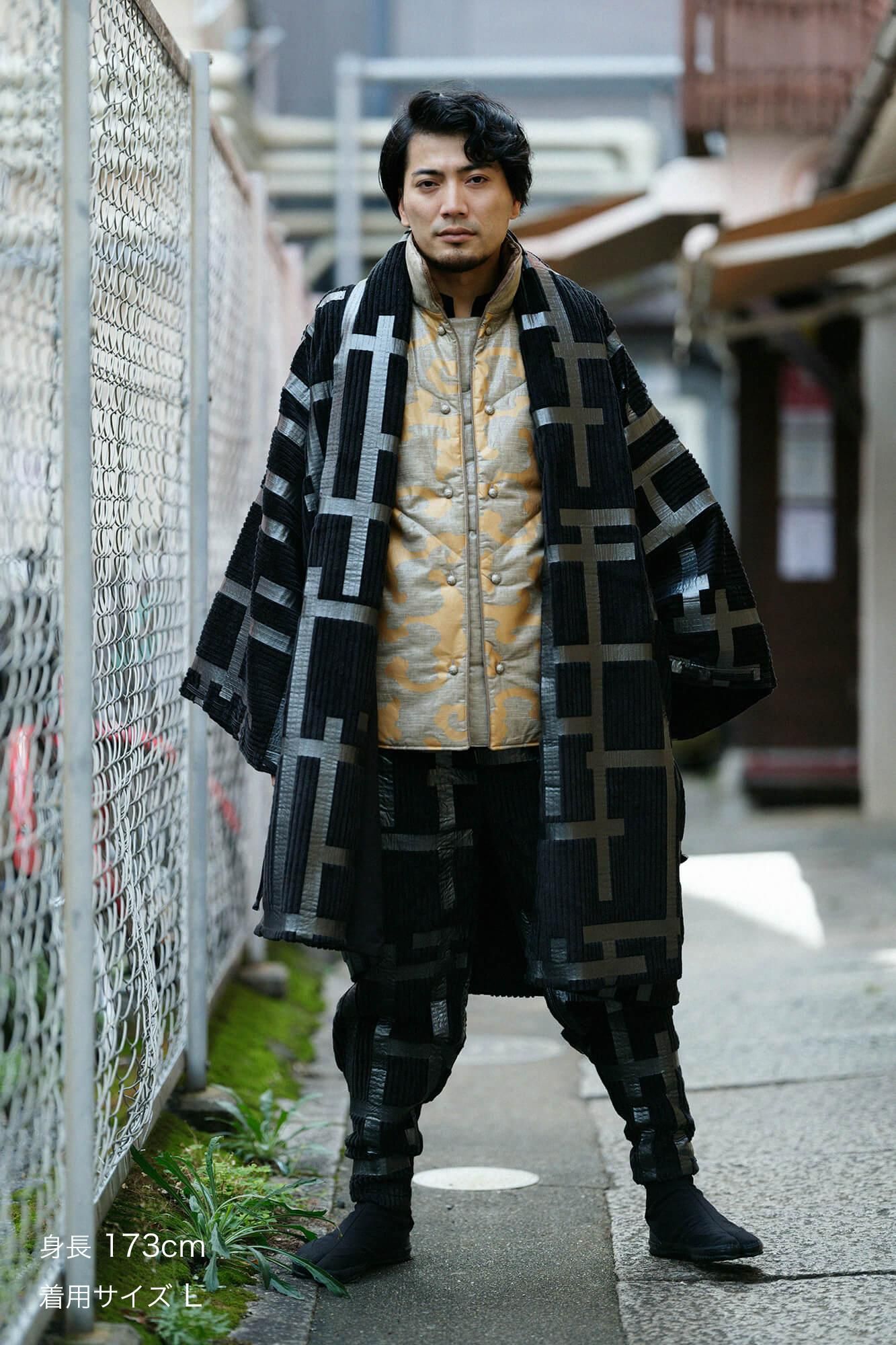 【net Limited】Corduroy Rectangular Sleeve Coat with Lining / Fence Black