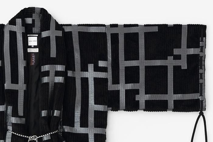 【net Limited】Corduroy Rectangular Sleeve Coat with Lining / Fence Black