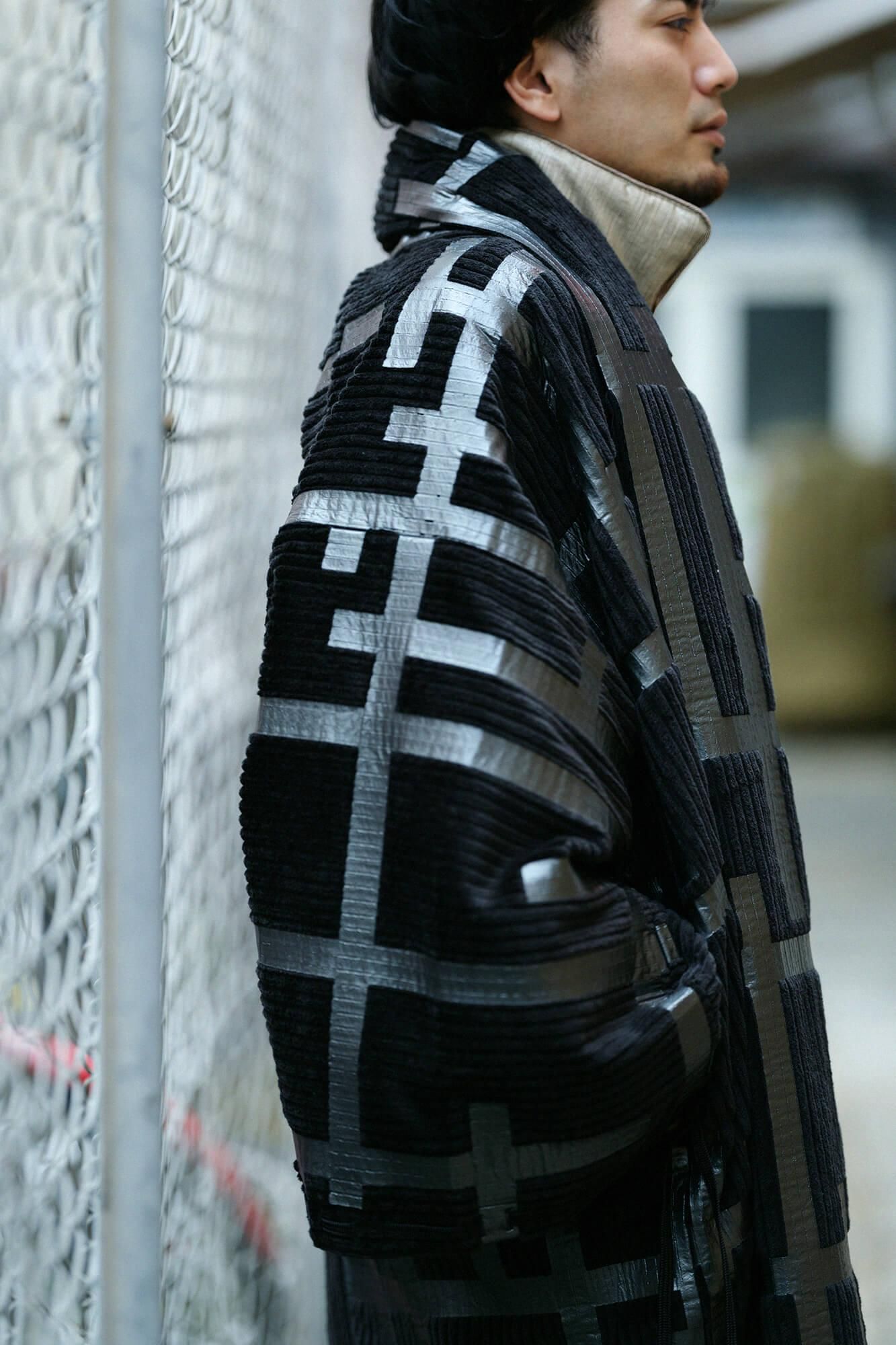 【net Limited】Corduroy Rectangular Sleeve Coat with Lining / Fence Black