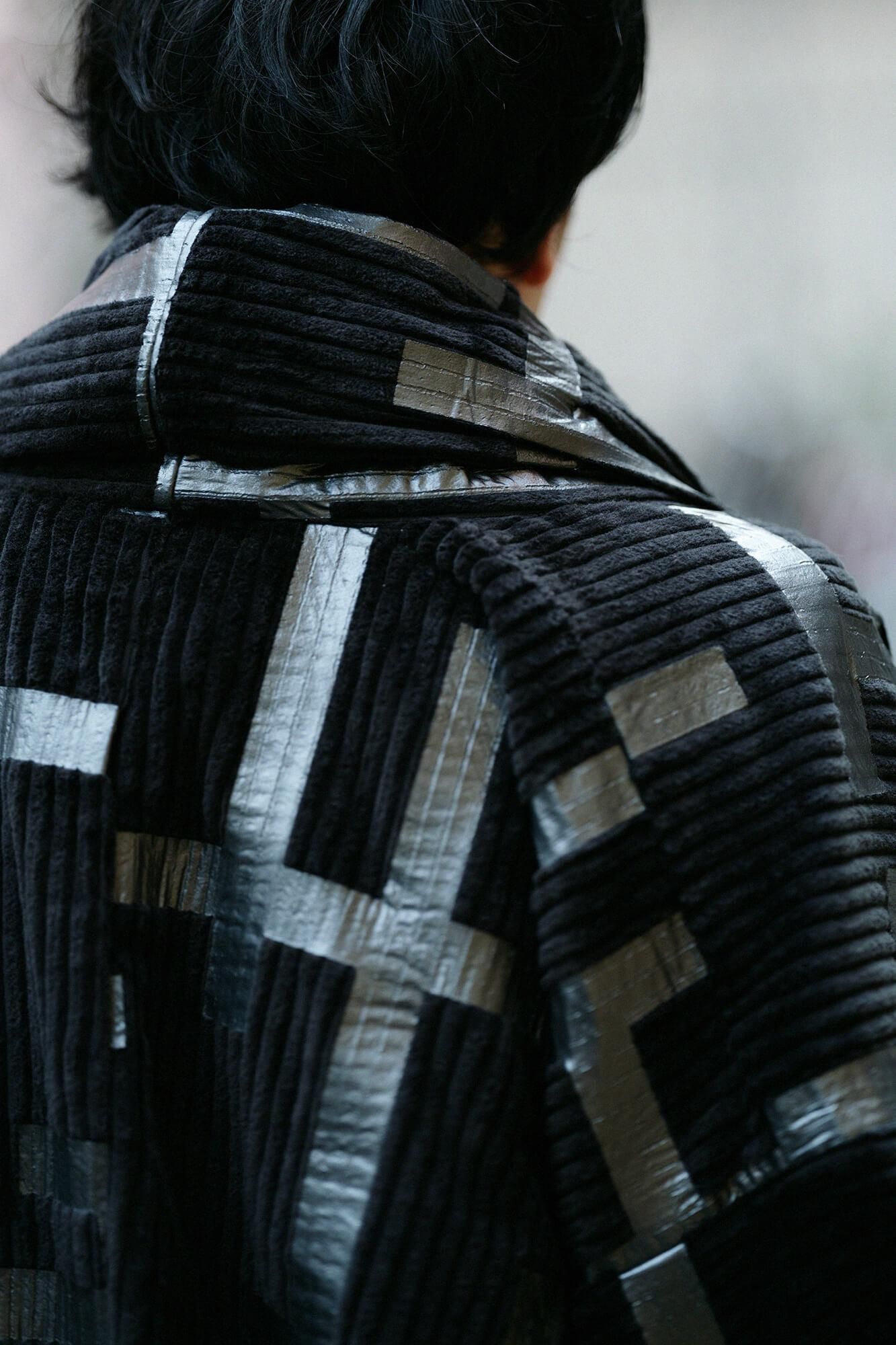 【net Limited】Corduroy Rectangular Sleeve Coat with Lining / Fence Black