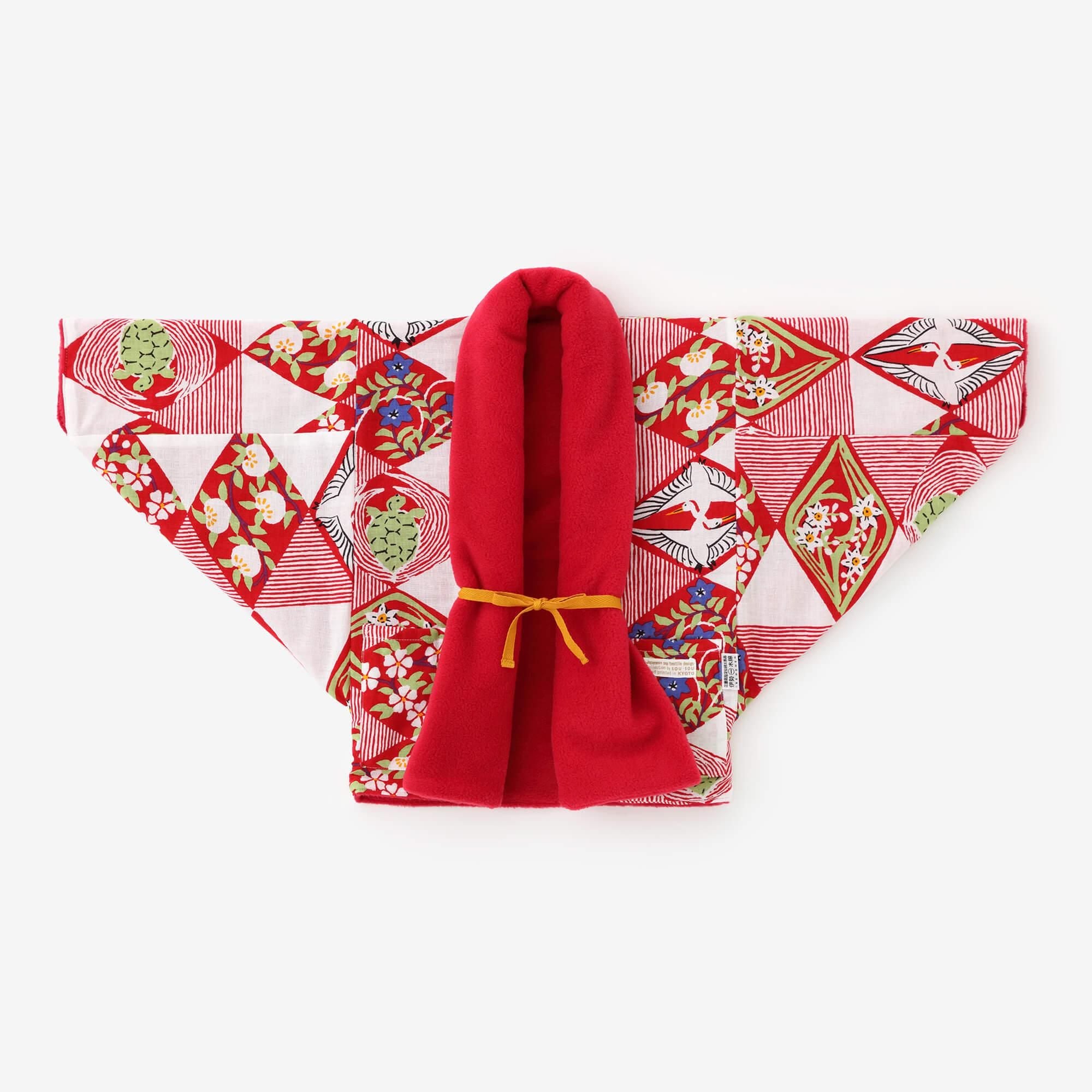 ●플리스 어린이 모지리 소데/빨간색×이와이비시츠나기