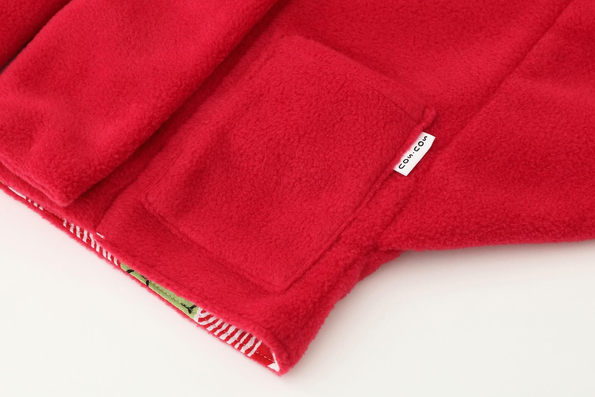 ●플리스 어린이 모지리 소데/빨간색×이와이비시츠나기