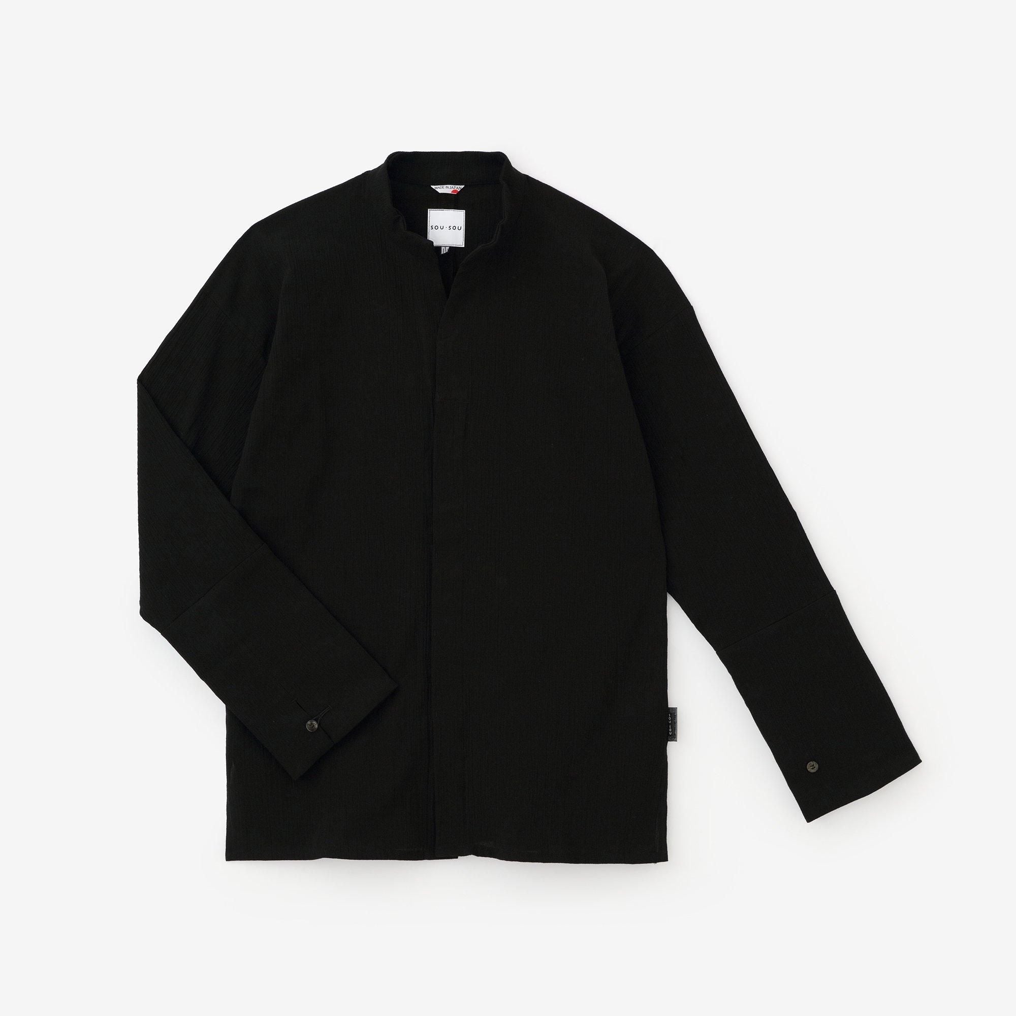 高島縮 20/20 立衿（たちえり） 筒袖襯衣（つつそでしんい）／濡羽