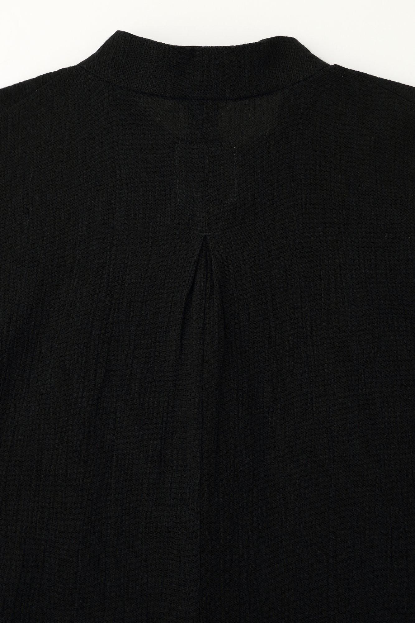 高島縮 20/20 立衿(たちえり) 筒袖襯衣(つつそでしんい)/濡羽色(ぬればいろ)