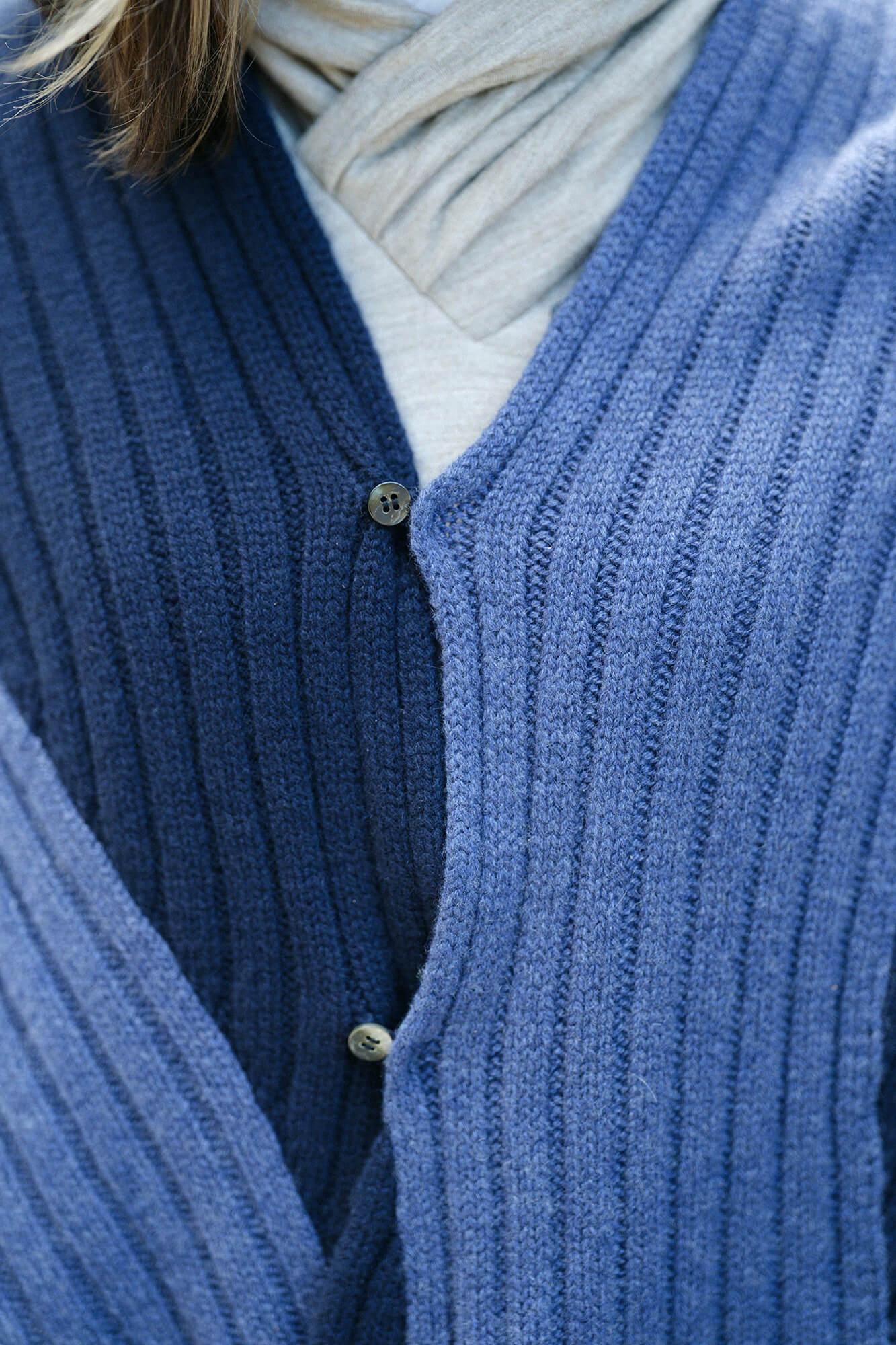 SOU・SOU×ALPHA 羊絨 枯山水圍巾/藍色×暗藍色