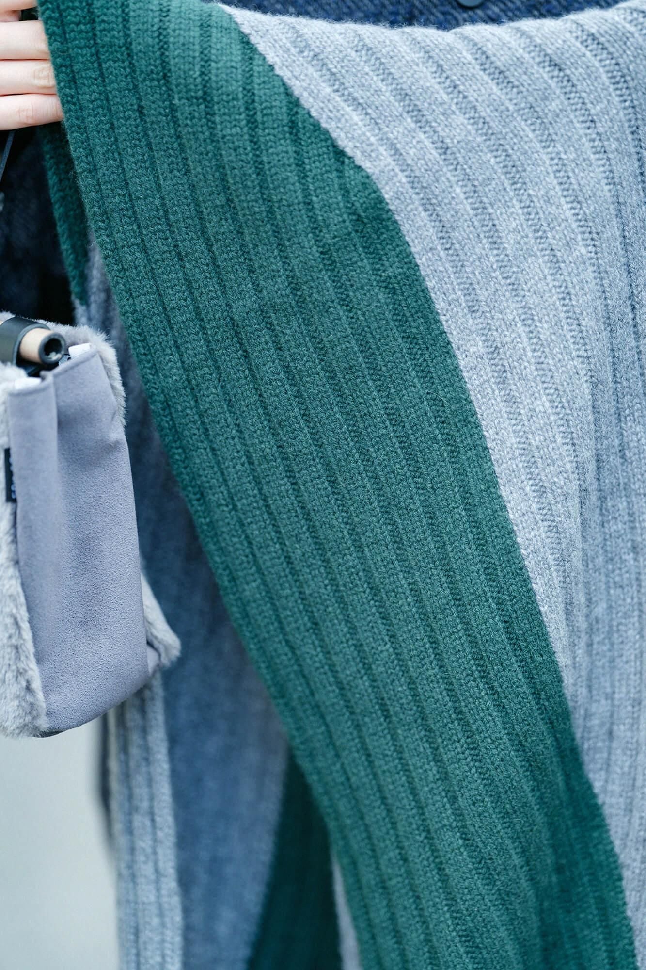 SOU・SOU×ALPHA 羊絨 枯山水圍巾/深綠色×墨黑色