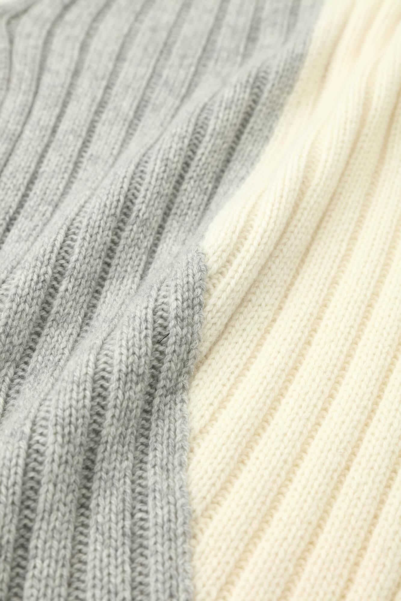 SOU・SOU×ALPHA 羊絨枯山水圍巾/淺灰色×鳥白色