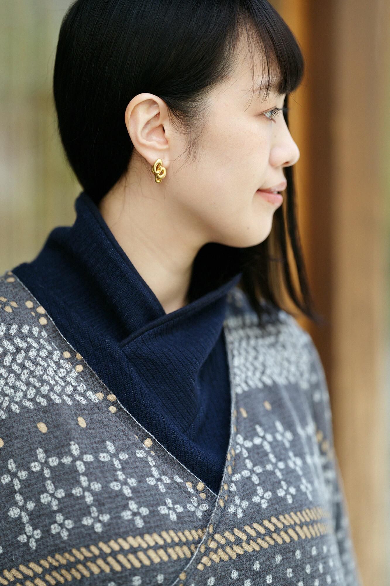 【官網限定】棉毛雙層編半衿秋聲 高領上衣/深藍色