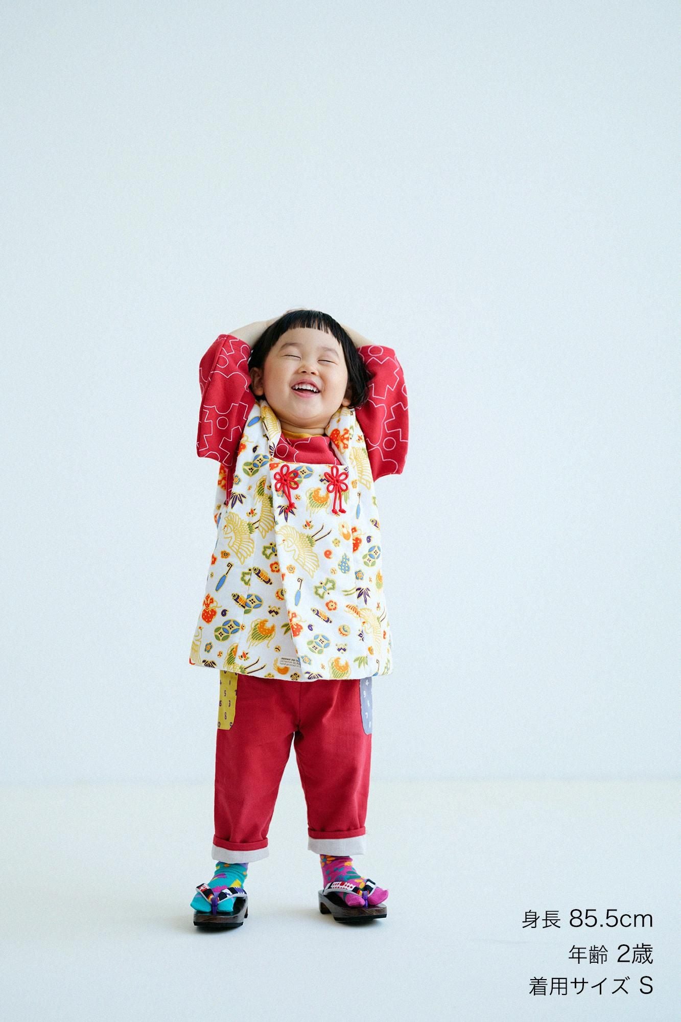 ●伊勢木棉 三袋童裝長褲 附裡襯/紅色