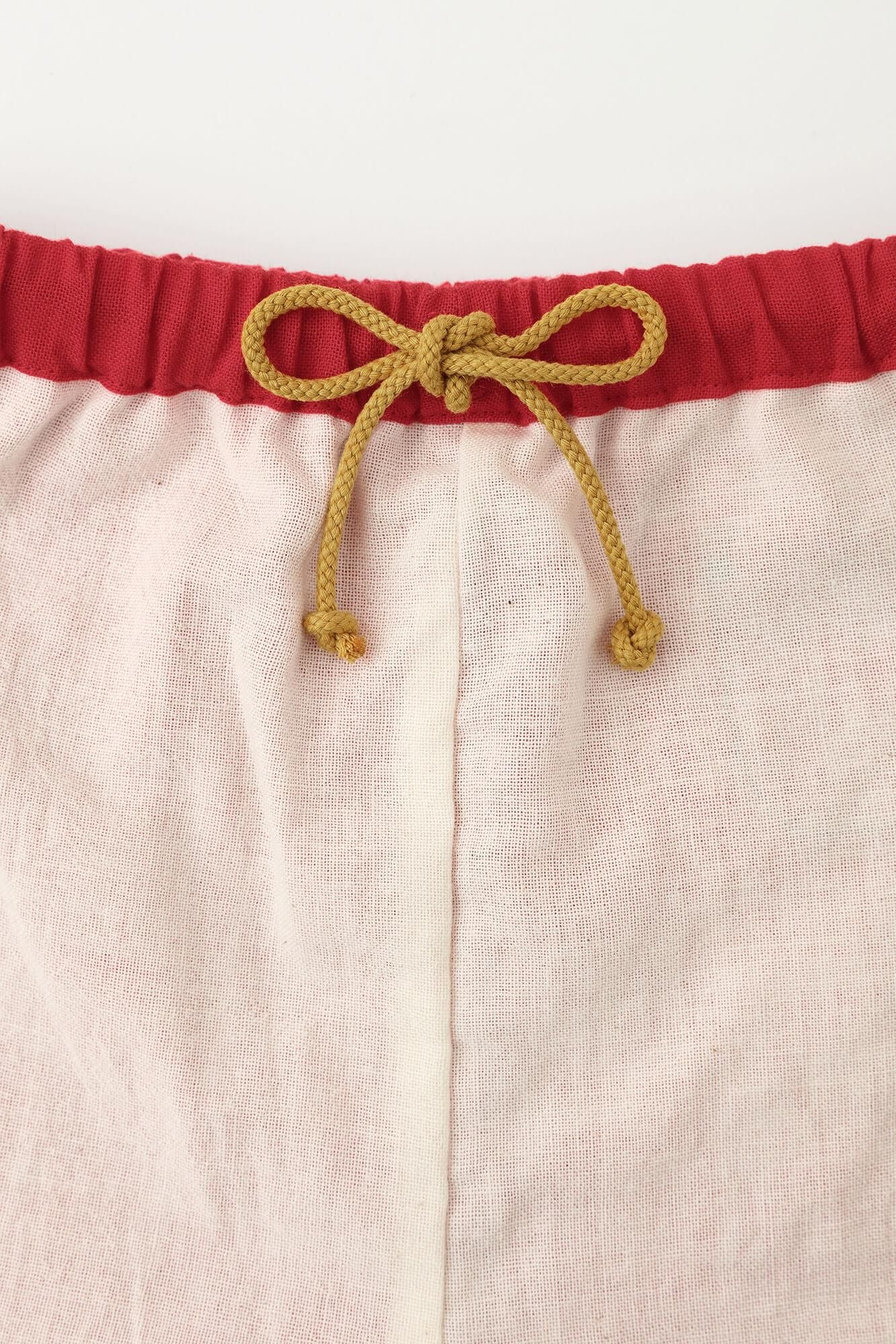 ●伊勢木棉 三袋童裝長褲 附裡襯/紅色