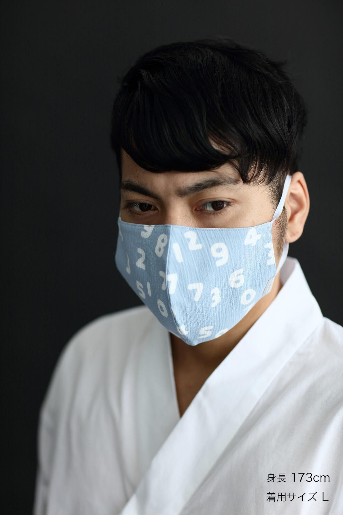 ◎【30%OFF】高島縮棉 圖案紋樣布口罩/SO-SU-U十數 昆淺藍色