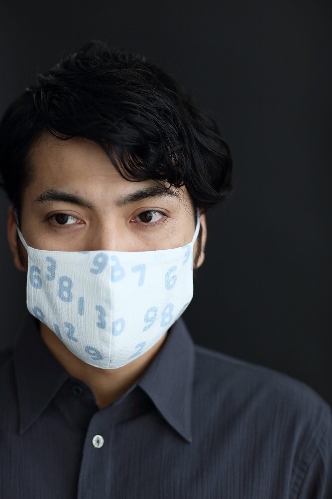 ◎【30%OFF】Chizimi Cotton Cotton Mask / SO-SU-U Kon White× Light Indigo