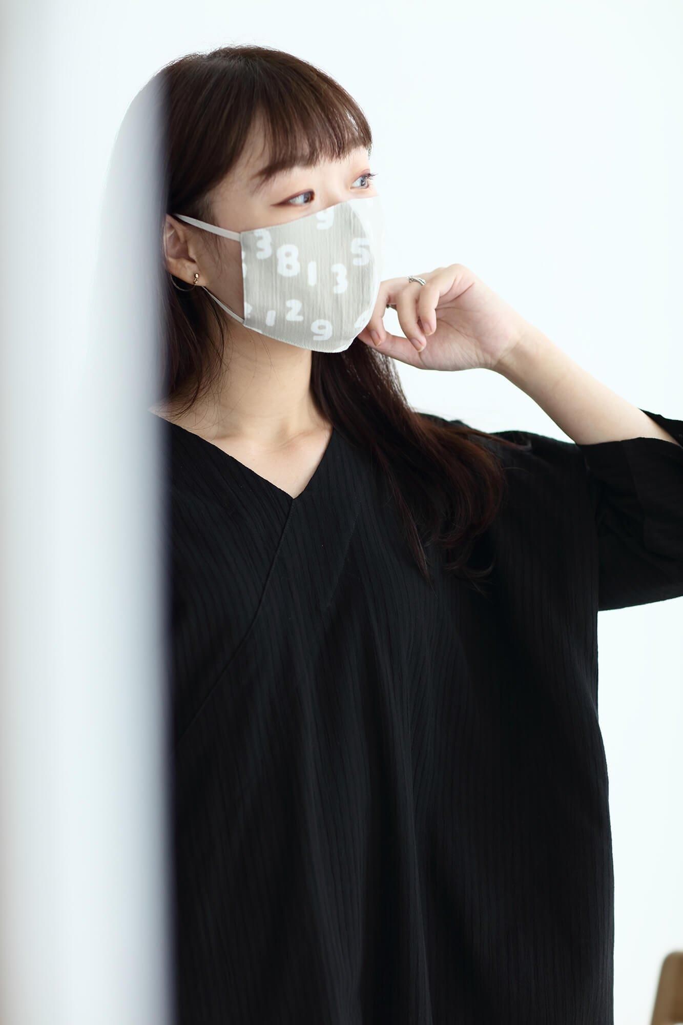 ◎【30%OFF】高島縮棉圖案紋樣布口罩/SO-SU-U十數 昆白茶色