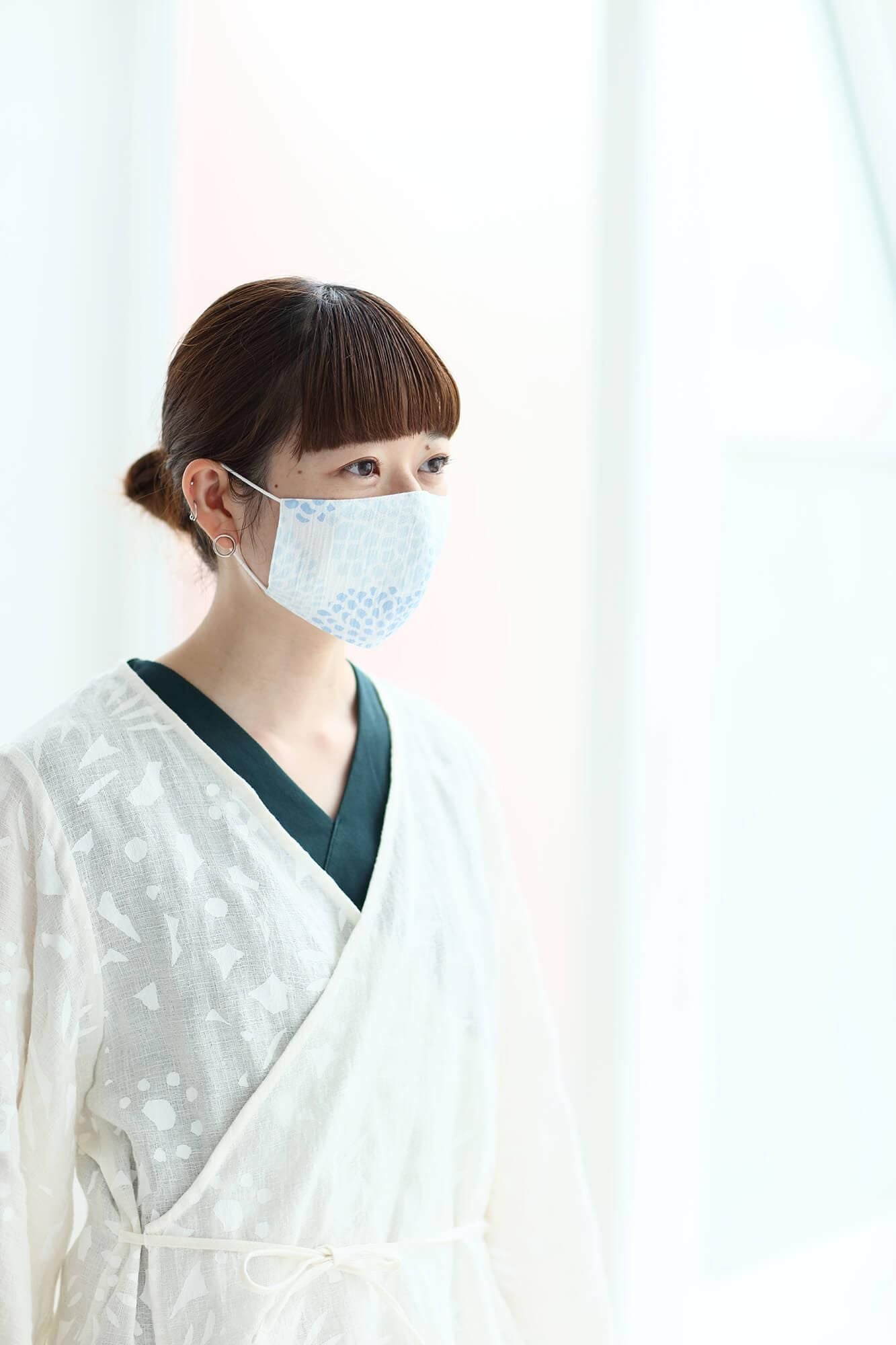 ◎【30%OFF】Chizimi Cotton Cotton Mask / Chrysanthemum