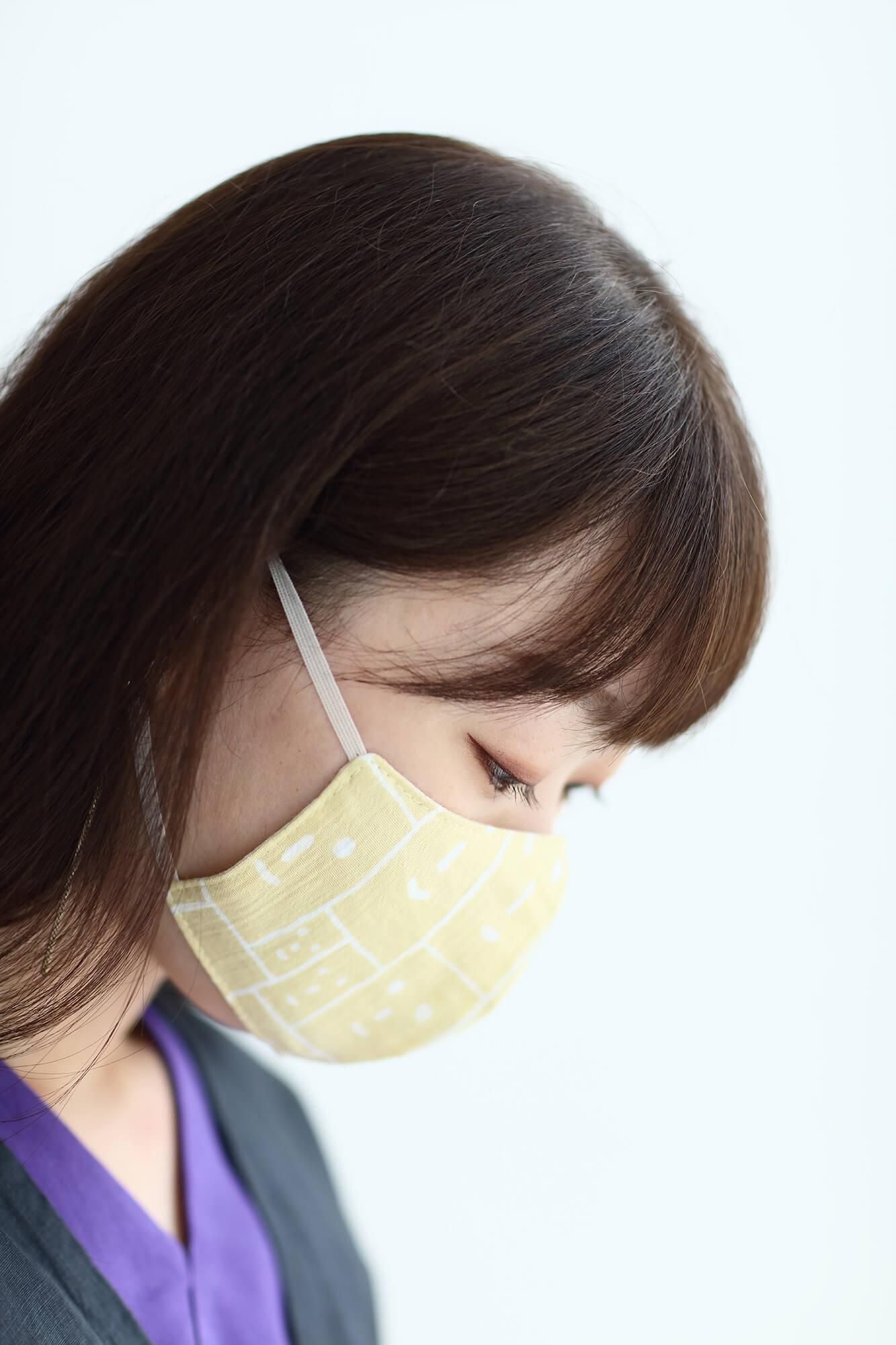 ◎【30%OFF】高島縮棉圖案紋樣布口罩/笑顏